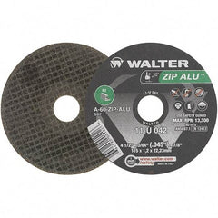 WALTER Surface Technologies - 4-1/2" 60 Grit Aluminum Oxide Cutoff Wheel - 3/64" Thick, 7/8" Arbor, 13,300 Max RPM, Use with Angle Grinders - Caliber Tooling