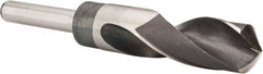 Reduced Shank Drill Bit: 63/64'' Dia, 1/2'' Shank Dia, 118  ™, High Speed Steel 6'' OAL, 3'' Flute Length, Oxide Finish, Weldon Shank, RH Cut