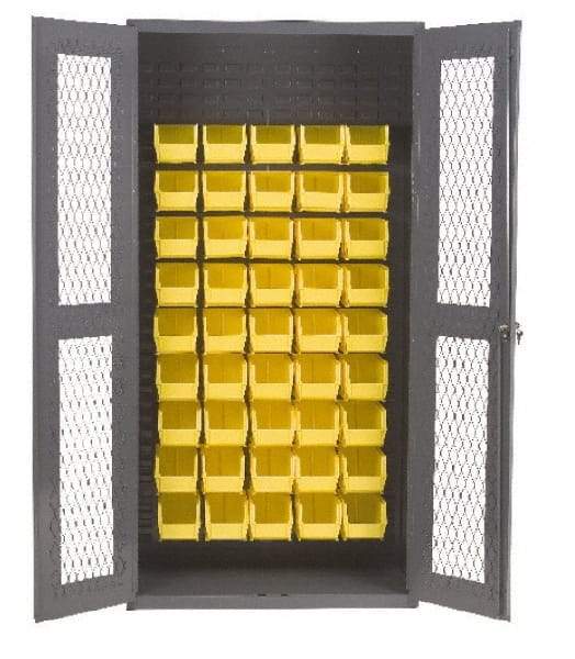 Durham - 45 Bin Visible Storage Cabinet - Steel, 36" Wide x 18" Deep x 72" High, Gray - Caliber Tooling