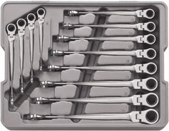 GearWrench - 12 Piece, 8mm to 19mm, 12 Point Ratcheting Combination Wrench/X-Beam Set - Metric Measurement Standard, Chrome Finish, Comes in Plastic Tray - Caliber Tooling