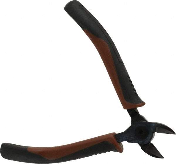 Paramount - 5" OAL, 5/64" Capacity, Semi-Flush Diagonal Cutter - 5/8" Jaw Length, Tapered Head, Plastic Dipped Handle - Caliber Tooling