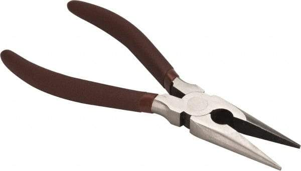 Paramount - 8" OAL, 2-23/64" Jaw Length x 7/8" Jaw Width, Long Nose Side Cutting Pliers - Serrated Jaw, Standard Head, Plastic Dipped Handles - Caliber Tooling