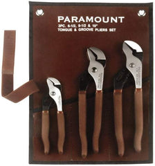 Paramount - 3 Piece Tongue & Groove Plier Set - Comes in Canvas Roll - Caliber Tooling