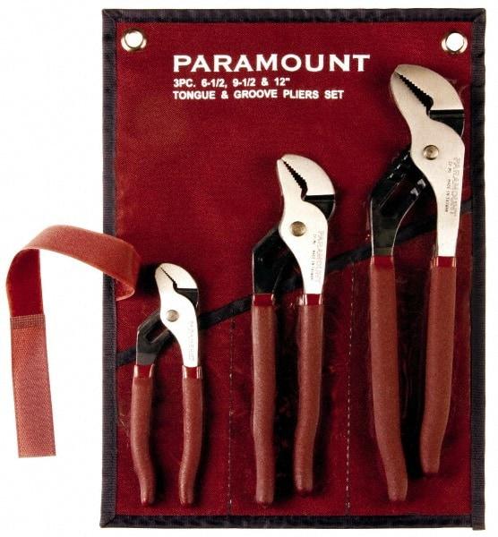 Paramount - 3 Piece Tongue & Groove Plier Set - Comes in Canvas Roll - Caliber Tooling