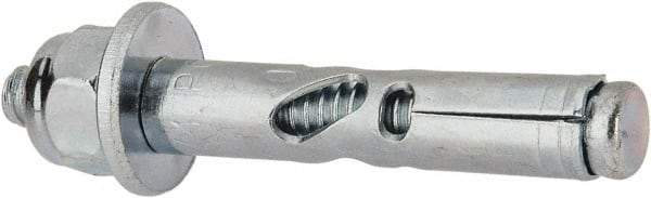 Powers Fasteners - 1/4" Diam, 1/4" Drill, 1-3/8" OAL, Sleeve Concrete Anchor - 1018 Steel, Acorn Nut Head, Hex Drive - Caliber Tooling