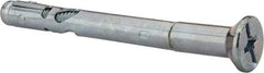 Powers Fasteners - 3/8" Diam, 3/8" Drill, 4" OAL, Sleeve Concrete Anchor - 1018 Steel, Flat Head, Combination Slotted/Phillips Drive - Caliber Tooling