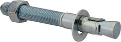 Powers Fasteners - 1" Diam, 1" Drill, 9" OAL, 2" Min Embedment Wedge Expansion Concrete Anchor - 1018 Steel, Zinc-Plated Finish, Hex Nut Head, Hex Drive, 5-3/8" Thread Length - Caliber Tooling