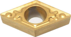 Kyocera - DCMT21.51 HQ Grade PV90 Cermet Turning Insert - TiN Finish, 55° Diamond, 1/4" Inscr Circle, 3/32" Thick, 1/64" Corner Radius - Caliber Tooling