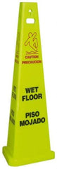 NMC - Caution - Wet Floor, 40" High, Plastic Floor Sign - English/Spanish, Cone, Red & Black on Yellow, For Restroom, Janitorial & Housekeeping - Caliber Tooling