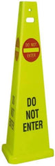 NMC - Do Not Enter, 40" High, Plastic Floor Sign - Cone, Red & Black on Yellow, For Security & Admittance - Caliber Tooling