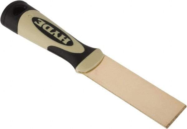 Hyde Tools - 1-1/4" Wide Brass Putty Knife - Stiff, Cushioned Grip Polypropylene Handle, 8" OAL - Caliber Tooling