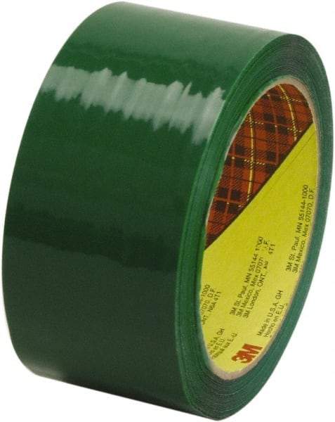 3M - 2" x 55 Yd Green Rubber Adhesive Sealing Tape - Polypropylene Film Backing, 2.5 mil Thick, 60 Lb Tensile Strength, Series 373 - Caliber Tooling