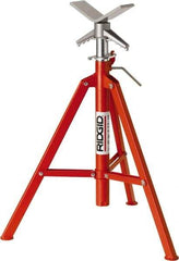 Ridgid - 1" to 12" Pipe Capacity, Portable Folding V-Head Stand - 28" to 52" High, 2,500 Lb Capacity - Caliber Tooling