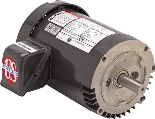 US Motors - 3 hp, TEFC Enclosure, No Thermal Protection, 1,765 RPM, 208-230/460 Volt, 60 Hz, Three Phase Premium Efficient Motor - Size 182 Frame, C-Face Mount, 1 Speed, Double Shielded Ball Bearings, 8.5-7.9/3.9 Full Load Amps, F Class Insulation - Caliber Tooling