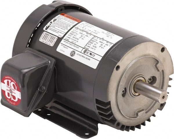 US Motors - 5 hp, TEFC Enclosure, No Thermal Protection, 1,755 RPM, 208-230/460 Volt, 60 Hz, Three Phase Premium Efficient Motor - Exact Industrial Supply