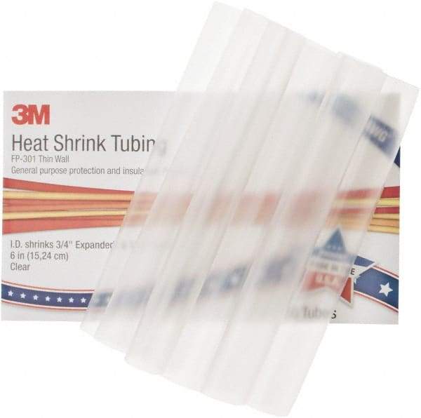 3M - 6" Long, 2:1, Polyolefin Heat Shrink Electrical Tubing - Clear - Caliber Tooling