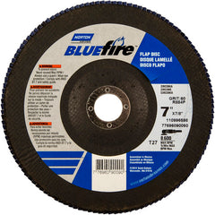 7 × 7/8″ BlueFire Fiberglass HD Flat Flap Disc Type 27 P60 Grit R884P1 Zirconia Alumina - Caliber Tooling