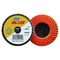 2″ Blaze Plastic Flat Mini Flap Disc TR (Type III) Type 27 36 Grit R980P Premium Ceramic Alumina - Caliber Tooling