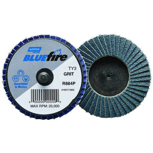 2″ BlueFire Plastic Flat Mini Flap Disc TR (Type III) Type 27 P36 Grit R884P1 Zirconia Alumina - Caliber Tooling