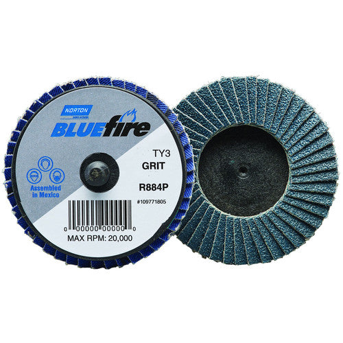 2″ BlueFire Plastic Flat Mini Flap Disc TR (Type III) Type 27 P120 Grit R884P2 Zirconia Alumina - Caliber Tooling