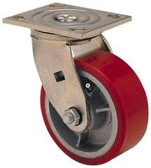 Albion - 6" Diam x 2" Wide x 7-1/4" OAH Top Plate Mount Swivel Caster - Phenolic, 900 Lb Capacity, Roller Bearing, 3-7/8 x 4-1/2" Plate - Caliber Tooling