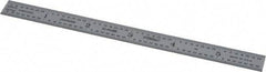 Fowler - 6" Long, 1/64, 1/32, 1/16, 1/8" Graduation, Flexible Steel Rule - 4R Graduation Style, Silver - Caliber Tooling