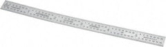 Fowler - 6" Long, 1/100, 1/64, 1/32, 1/10" Graduation, Flexible Steel Rule - 5R Graduation Style, Silver - Caliber Tooling