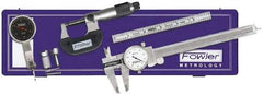 Fowler - 7 Piece, Machinist Caliper and Micrometer Tool Kit - Includes Indicator - Caliber Tooling