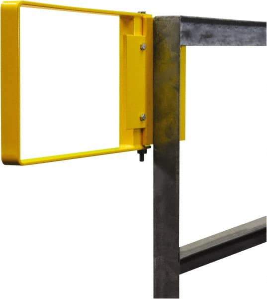 PRO-SAFE - Powder Coated Carbon Steel Self Closing Rail Safety Gate - Fits 25 to 27-1/2" Clear Opening, 1-1/2" Wide x 12" Door Height, Yellow - Caliber Tooling