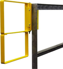 PRO-SAFE - Powder Coated Carbon Steel Self Closing Rail Safety Gate - Fits 34 to 36-1/2" Clear Opening, 1-1/2" Wide x 22" Door Height, Yellow - Caliber Tooling