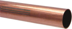 Mueller Industries - 5' Long, 3/4" OD x 5/8" ID, Grade C12200 Copper Water (K) Tube - 0.049" Wall Thickness, 0.418 Ft/Lb - Caliber Tooling