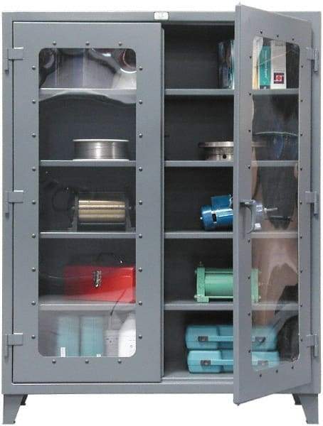 Strong Hold - 3 Shelf Visible Storage Cabinet - Steel, 48" Wide x 24" Deep x 60" High, Dark Gray - Caliber Tooling