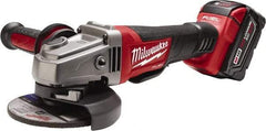 Milwaukee Tool - 4-1/2 & 5" Wheel Diam, 8,500 RPM, Cordless Angle & Disc Grinder - 5/8-11 Spindle, 18 Volts - Caliber Tooling