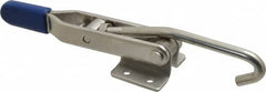 Gibraltar - 450 Lb Capacity, Horizontal, J Hook, Flanged Base, Stainless Steel Pull Action Latch Clamp - 4" Drawing Movement, 8.82" OAL, Straight Handle - Caliber Tooling