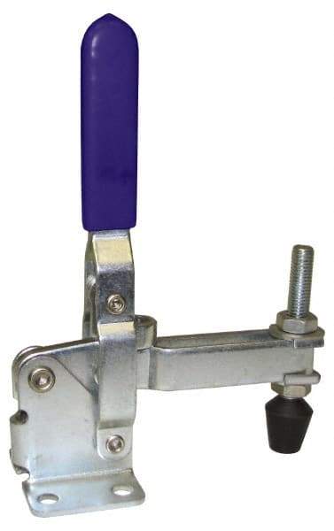 Gibraltar - 600 Lb Holding Capacity, Vertical Handle, Manual Hold Down Toggle Clamp - 58° Handle Movement, 106° Bar Opening, U-Bar, Flanged Base, Carbon Steel - Caliber Tooling