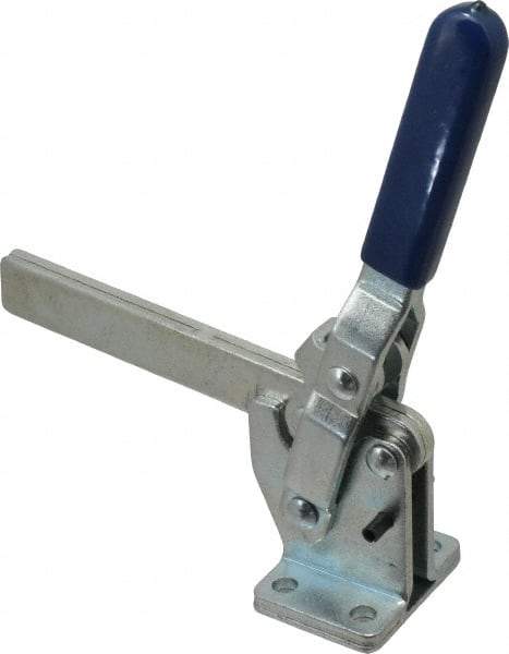 Gibraltar - 1,000 Lb Holding Capacity, Vertical Handle, Manual Hold Down Toggle Clamp - 75° Handle Movement, 136° Bar Opening, Solid Bar, Flanged Base, Carbon Steel - Caliber Tooling