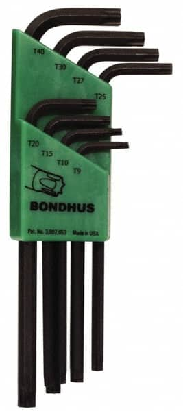 Bondhus - 8 Piece T9 to T40 L-Key Long Arm Torx Key Set - Caliber Tooling