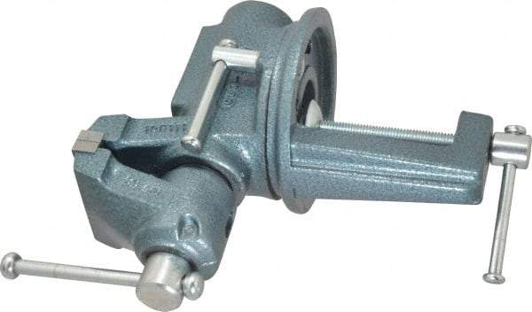 Wilton - 2-1/2" Jaw Width, 2-1/8" Opening Capacity, 1-3/4" Throat Depth, Steel Swivel Bench Vise - Clamp-On Base Attachment, 10.1" Long x 10.2" Wide x 5-2/5" High - Caliber Tooling