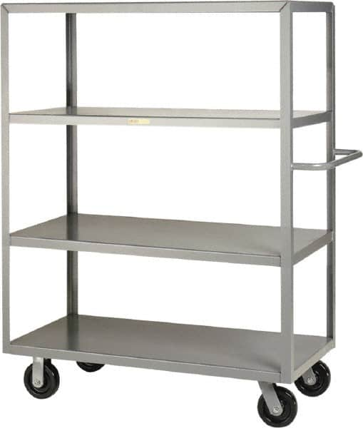 Little Giant - 3,600 Lb Capacity, 4 Shelf, Steel Shelf Truck - 53-1/2" Long x 30" Wide x 63-1/2" High, 6" Diam Phenolic Wheels - Caliber Tooling