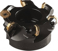 Seco - 137mm Cut Diam, 40mm Arbor Hole, 5mm Max Depth of Cut, 43° Indexable Chamfer & Angle Face Mill - 8 Inserts, OF.. 0704 Insert, Right Hand Cut, 8 Flutes, Series OctoMill - Caliber Tooling