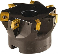 Seco - 7 Inserts, 63mm Cut Diam, 22mm Arbor Diam, 8mm Max Depth of Cut, Indexable Square-Shoulder Face Mill - 90° Lead Angle, 40mm High, SONX 09T3 Insert Compatibility, Series Mini Square - Caliber Tooling