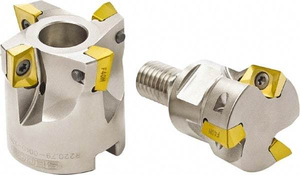 Seco - 50mm Cut Diam, 22mm Arbor Hole, 7mm Max Depth of Cut, 94° Indexable Chamfer & Angle Face Mill - 4 Inserts, XO.. 1204 Insert, Right Hand Cut, Through Coolant, Series R220.79 - Caliber Tooling