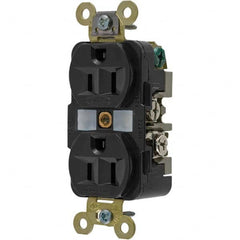 Hubbell Wiring Device-Kellems - 125V 15A NEMA 5-15R Industrial Grade Black Straight Blade Duplex Receptacle - Caliber Tooling