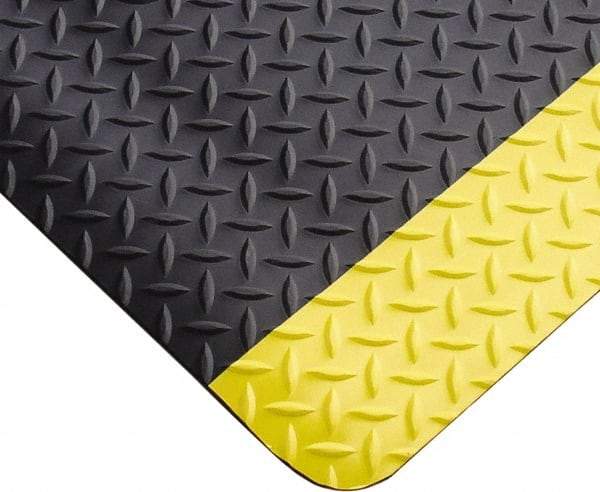 PRO-SAFE - 12' Long x 3' Wide, Dry Environment, Anti-Fatigue Matting - Black with Yellow Borders, Vinyl with Vinyl Sponge Base, Beveled on 4 Sides - Caliber Tooling