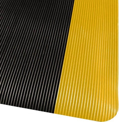 PRO-SAFE - 75' Long x 2' Wide, Dry Environment, Anti-Fatigue Matting - Black with Yellow Borders, Vinyl with Vinyl Sponge Base, Beveled on 4 Sides - Caliber Tooling