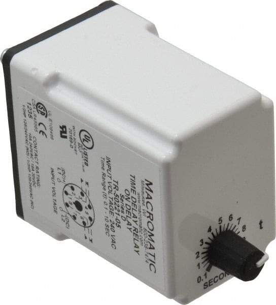 Macromatic - 8 Pin, Multiple Range DPDT Time Delay Relay - 10 Contact Amp, 240 VAC, Knob - Caliber Tooling