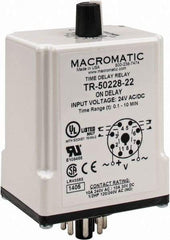 Macromatic - 8 Pin, 10 min Delay, Multiple Range DPDT Time Delay Relay - 10 Contact Amp, 24 VAC/VDC, Knob - Caliber Tooling