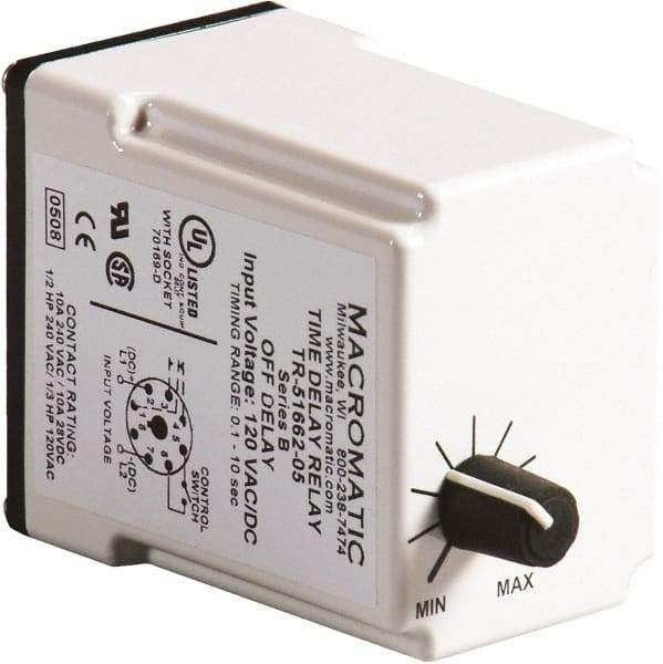 Macromatic - 11 Pin, Multiple Range DPDT Time Delay Relay - 10 Contact Amp, 120 VAC/VDC, Knob - Caliber Tooling