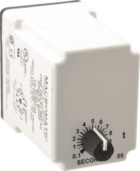 Macromatic - 11 Pin, Multiple Range DPDT Time Delay Relay - 10 Contact Amp, 120 VAC/VDC, Knob - Caliber Tooling