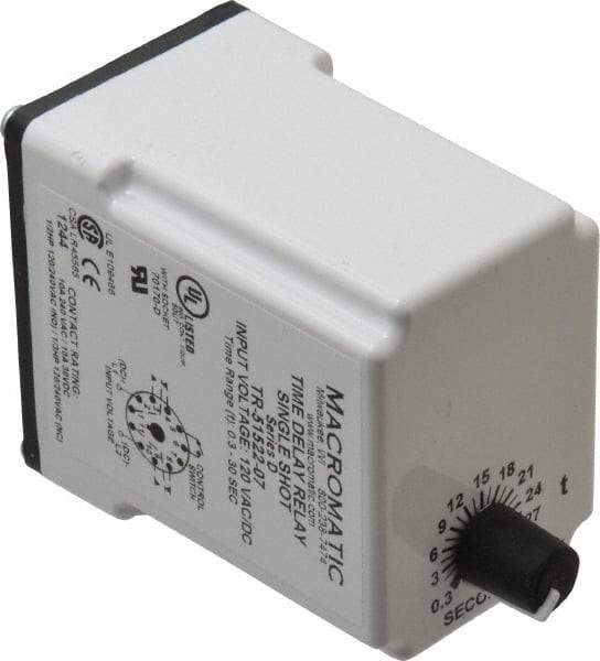 Macromatic - 11 Pin, Multiple Range DPDT Time Delay Relay - 10 Contact Amp, 120 VAC/VDC, Knob - Caliber Tooling